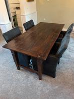 Teakhouten eettafel met 4 fauteuils, Ophalen, Gebruikt, Koloniaals, Teakhout
