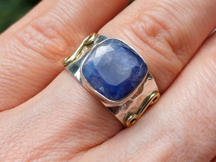 Vanoli 925 zilveren ring met ruwe saffier maat 17,25, Sieraden, Tassen en Uiterlijk, Ringen, Nieuw, Dame, 17 tot 18, Blauw, Zilver
