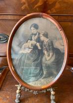 Engels brocante needlework prentje moeder en kind, Antiek en Kunst, Curiosa en Brocante, Ophalen of Verzenden