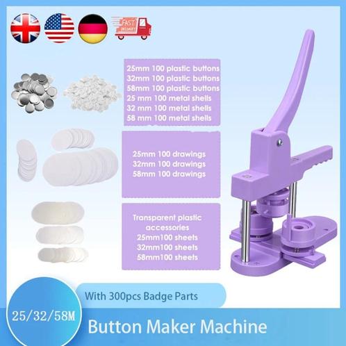 Badge Pin Maker - handmatige machine - 25Mm, 32Mm, 58Mm, Verzamelen, Speldjes, Pins en Buttons, Nieuw, Verzenden