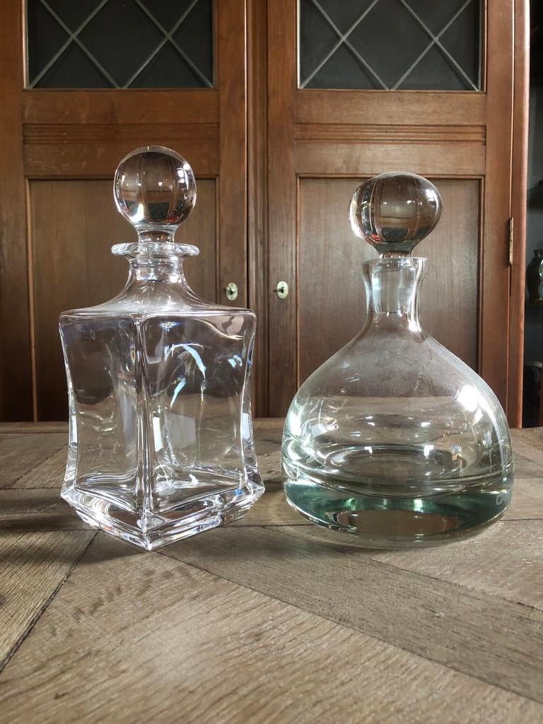 Twee kristallen karaffen whisky wijn, Antiek en Kunst, Ophalen of Verzenden