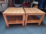 2 Teakhoiten salontafeltjes, Ophalen, Zo goed als nieuw, Rechthoekig, Minder dan 50 cm