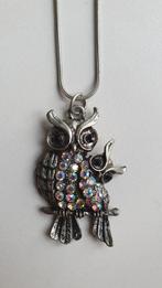 ketting met uiltje met strassteentjes, Ophalen, Zilver, Overige materialen