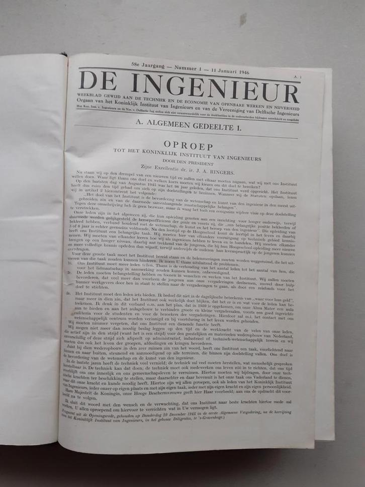 DE INGENIEUR: Tijdschrift ingebonden (weekblad) 1946, Boeken, Techniek, Zo goed als nieuw, Ophalen of Verzenden