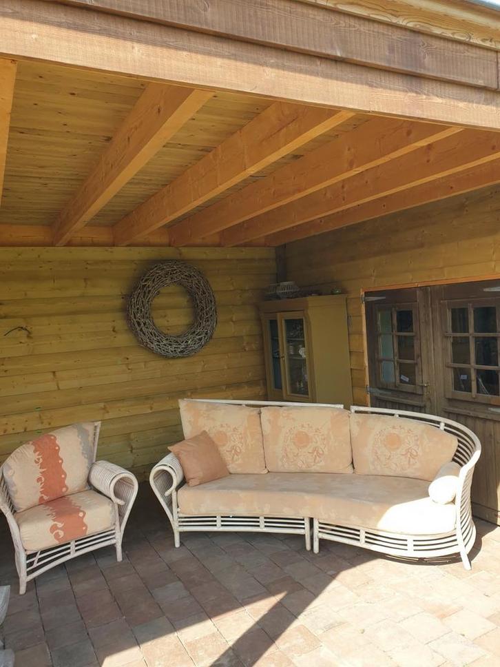 Prachtige Vintage 3-zits Design Bank en Fauteuil, Tuin en Terras, Tuinbanken, Gebruikt, Ophalen