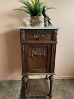 Antiek houten kastje met wit marmeren blad, Ophalen, Gebruikt