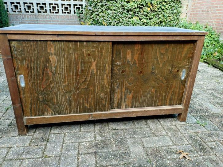 Houten Schuifkast - Dressoir, Huis en Inrichting, Kasten | Dressoirs, Gebruikt, 100 tot 150 cm, 25 tot 50 cm, Met deur(en), Met plank(en)