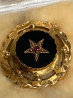 Antieke broche ster robijn 750, Sieraden, Tassen en Uiterlijk, Verzenden, Goud, Broche