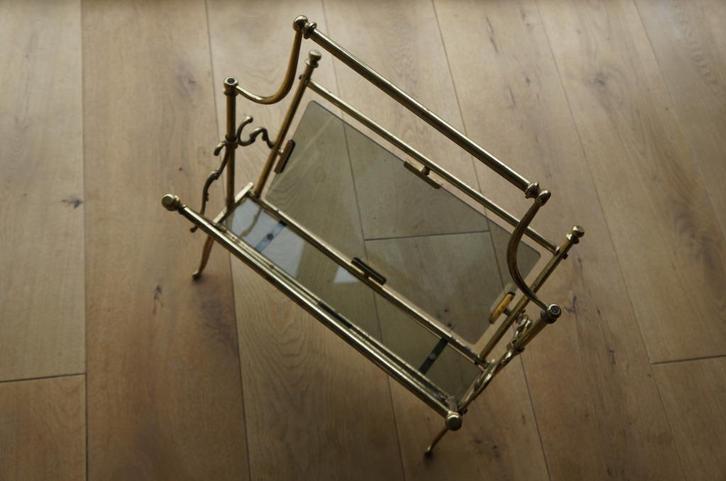 krantenbak glas messing design seventies vintage, Huis en Inrichting, Woonaccessoires | Krantenbakken en Lectuurbakken, Ophalen of Verzenden