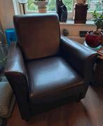 2 lederen fauteuils, Huis en Inrichting, Fauteuils, Ophalen, Gebruikt, Minder dan 75 cm, Leer