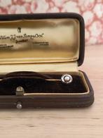 Antieke gouden dasspeld met parel (ca. 1910-1925) en doosje, Ophalen of Verzenden, Zo goed als nieuw, Goud