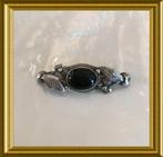 Oude zilveren broche met zwarte steen, Sieraden, Tassen en Uiterlijk, Antieke sieraden, Ophalen of Verzenden, Zilver, Broche