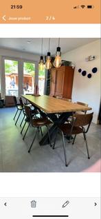 Robuste eettafel met 8 stoelen, Huis en Inrichting, Tafels | Eettafels, Ophalen, Gebruikt, Eikenhout, 200 cm of meer