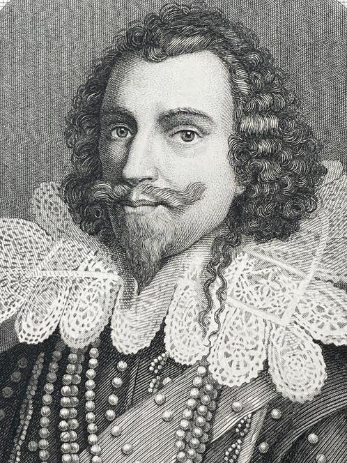 George Villiers hertog van Buckingham - Edouard Taurel (1850, Antiek en Kunst, Kunst | Etsen en Gravures, Ophalen of Verzenden