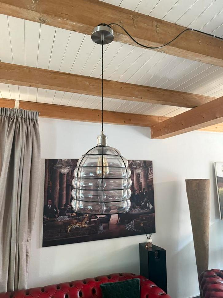 Nieuwe Hanglampen Set - 3 Lampen + Staande Houder, Huis en Inrichting, Lampen | Hanglampen, Nieuw, Minder dan 50 cm, Glas, Ophalen of Verzenden