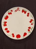 Leuk bord - wit met rode afbeeldingen van fruit en groente, Huis en Inrichting, Ophalen of Verzenden, Gebruikt, Overige stijlen