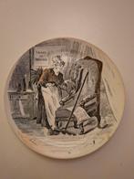 Antiek decoratief bord met humoristische tekening, Antiek en Kunst, Antiek | Wandborden en Tegels, Ophalen of Verzenden
