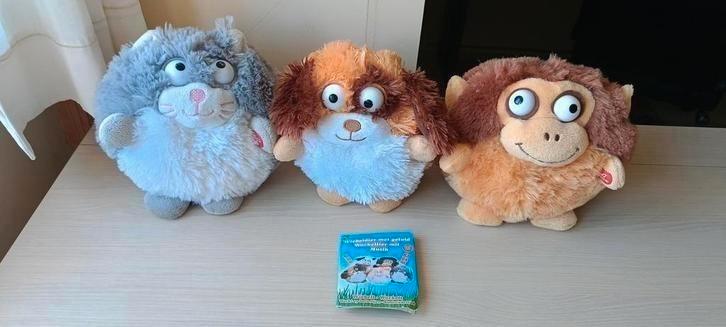 GRATIS OPHALEN EddyToys 3x pluche hond kat aap wiebeldier, Kinderen en Baby's, Speelgoed | Knuffels en Pluche, Zo goed als nieuw