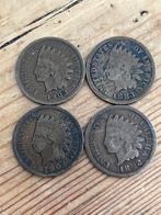 4 x Indian cent USA waarbij zeldzame misslag, Verzenden, Noord-Amerika