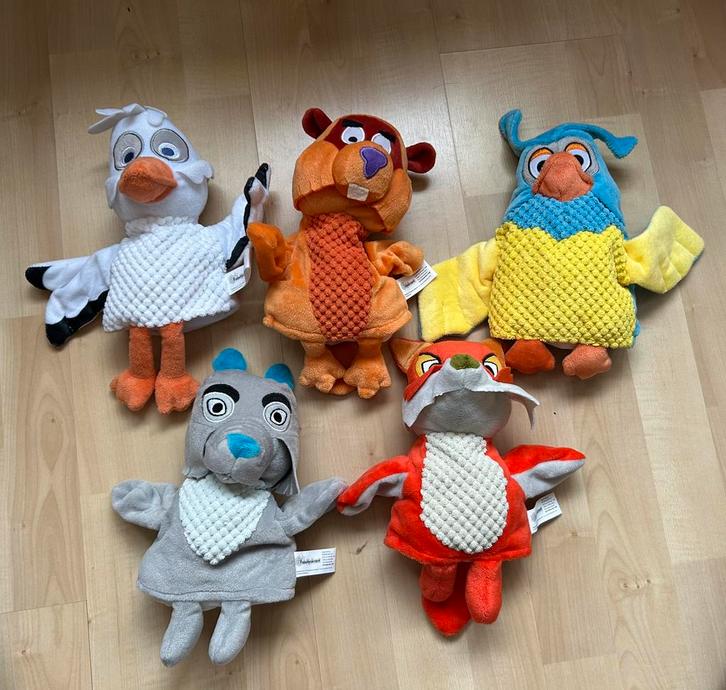 5 Fabeltjeskrant handpoppen, Kinderen en Baby's, Speelgoed | Babyspeelgoed, Zo goed als nieuw, Overige typen, Ophalen of Verzenden