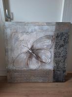 Schilderij vlinder 1m bij 1m, Ophalen, Zo goed als nieuw, Schilderij, 75 cm of meer