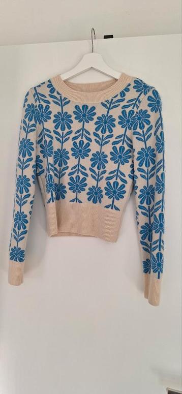 Blue flower wool and cashmere sweater,size xs beschikbaar voor biedingen