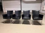 4 Bert Plantagie eetkamerstoelen. Zwart leer, Huis en Inrichting, Stoelen, Ophalen, Gebruikt, Zwart, Leer