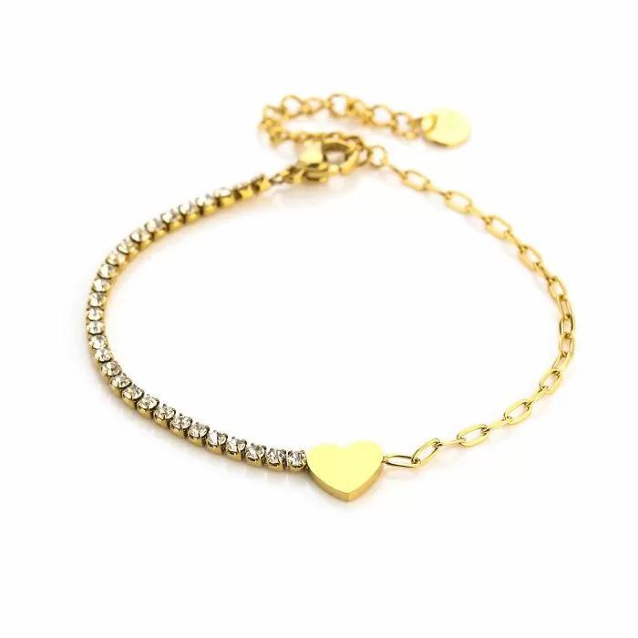 Nieuwe Nikkelvrije Strass/Schakel Armband, Sieraden, Tassen en Uiterlijk, Armbanden, Nieuw, Staal, Goud, Met strass, Verzenden