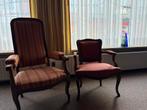 Antieke heren en dames fauteuil, Huis en Inrichting, Fauteuils, Ophalen, Gebruikt, 75 tot 100 cm, Stof