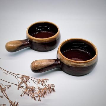 Set van 2 geglazuurde terracotta potten beschikbaar voor biedingen