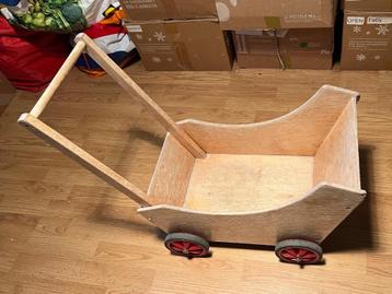 Robuuste Houten Poppenwagen / Loopwagen (Vintage Stijl) beschikbaar voor biedingen