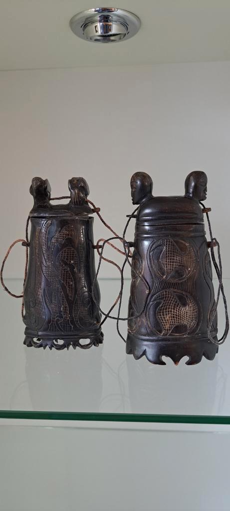 Vintage Indonesische/Aziatische medicijn kokers  buffelhoorn, Antiek en Kunst, Kunst | Niet-Westerse kunst, Ophalen of Verzenden