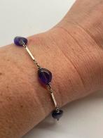 B699 Prachtige zilveren armband amethist, Sieraden, Tassen en Uiterlijk, Antieke sieraden, Ophalen of Verzenden, Zilver, Armband