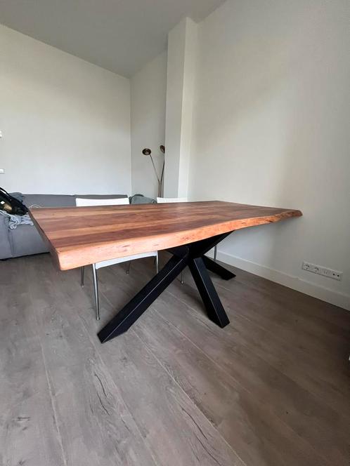 Massief houten eettafel / blad+poot - 200x100 - sta, Huis en Inrichting, Tafels | Eettafels, Zo goed als nieuw, 100 tot 150 cm