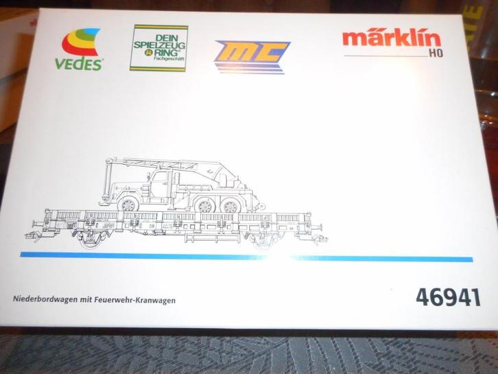 MARKLIN 46941 RONGEN WAGEN MET BRANDWEER KRAAN, Hobby en Vrije tijd, Modeltreinen | H0, Zo goed als nieuw, Wagon, Wisselstroom