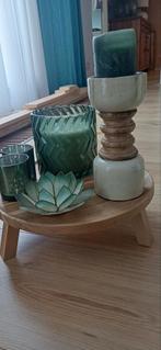 Groene Decoratieset op Houten Tray - Sfeervol!, Huis en Inrichting, Woonaccessoires | Kandelaars en Kaarsen, Ophalen, Overige materialen