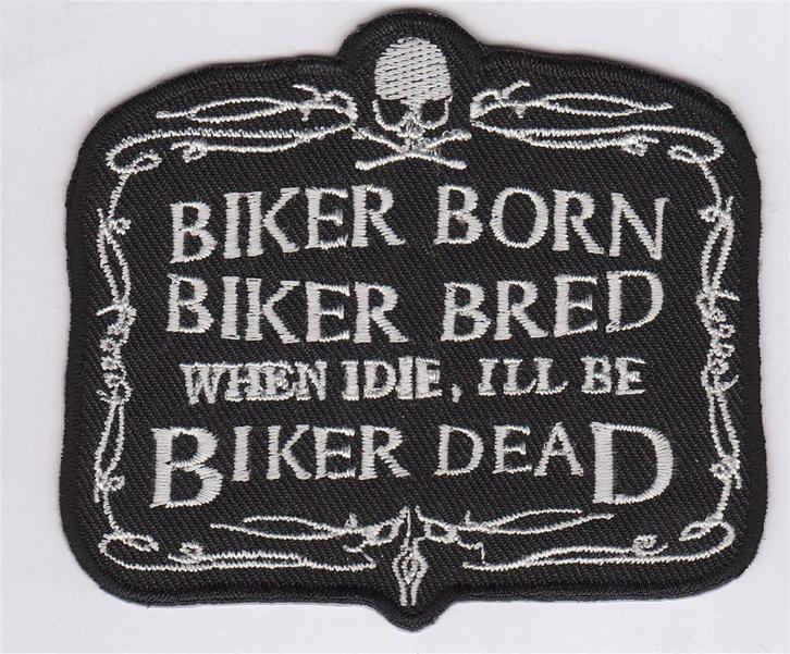 Biker Born, Biker Bred stoffen opstrijk patch embleem, Motoren, Accessoires | Overige, Nieuw, Ophalen of Verzenden