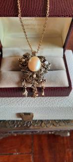 Vintage Victoriaanse ketting met cabochon parel., Ophalen of Verzenden, Zo goed als nieuw, Wit, Overige materialen
