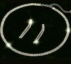 Nieuw mooie strass set,ketting en oorbellen, Ophalen of Verzenden, Nieuw, Zilver, Met strass
