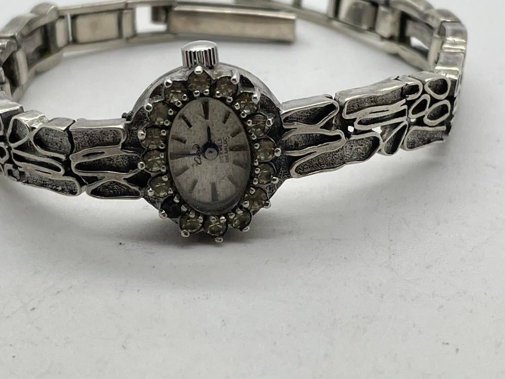 C75 Prachtig zilveren armband horloge brutalist, Ophalen of Verzenden, Zilver, Armband