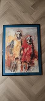 Jan Korsten, prachtige aquarel, 2 papegaaien, Antiek en Kunst, Kunst | Litho's en Zeefdrukken, Ophalen