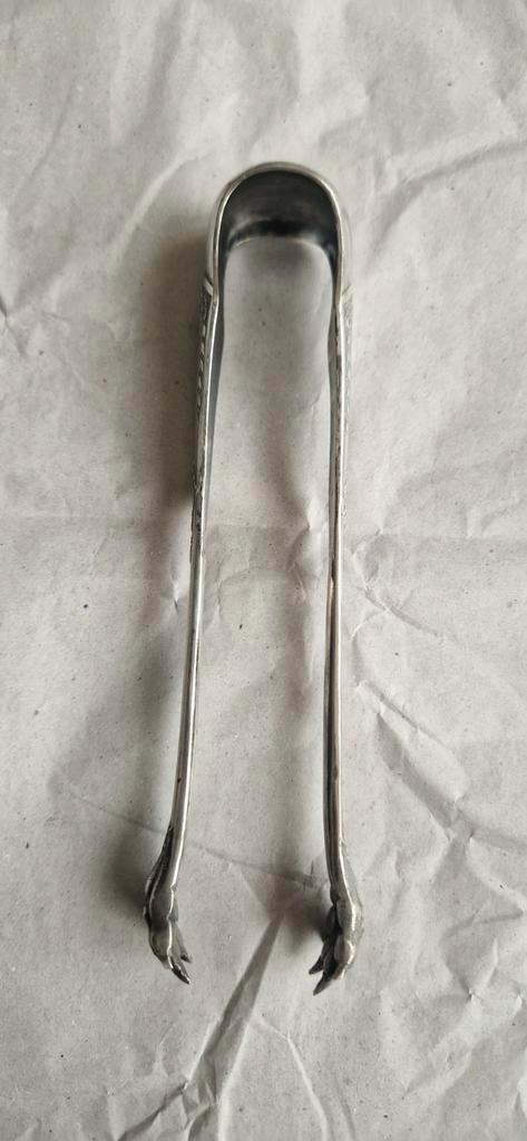 Antieke Verzilverde Suikertang - 17cm, Antiek en Kunst, Antiek | Bestek, Ophalen of Verzenden