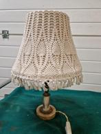 tafellamp messing marmer en geborduurde kap, Huis en Inrichting, Lampen | Tafellampen, Ophalen of Verzenden, 'T Olde Gre-j, Info@toldegrej.nl