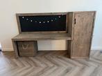 Steigerhouten Kinderset Tafel met Kast & Opbergbak, Huis en Inrichting, Ophalen, Zo goed als nieuw, Bureau