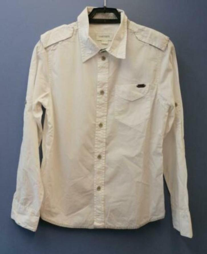 Diesel wit overhemd met grijs streepjes randen 140 nr 35776, Kinderen en Baby's, Kinderkleding | Maat 140, Zo goed als nieuw, Jongen