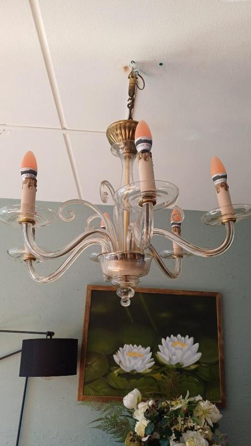 Venetiaanse glazen kroonluchter, Huis en Inrichting, Lampen | Kroonluchters, Gebruikt, Glas, Ophalen