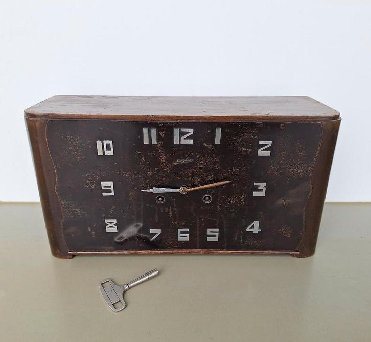 vintage antieke Amsterdamse school stijl mantel penduleklok, Antiek en Kunst, Antiek | Klokken, Ophalen of Verzenden