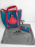 Hermès Denim Handtas met Portemonnee - Zo Goed Als Nieuw, Ophalen of Verzenden, Zo goed als nieuw, Blauw, Handtas