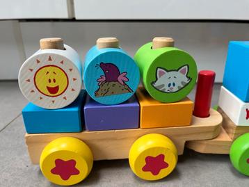 Houten blokken trein Woezel en Pip compleet beschikbaar voor biedingen