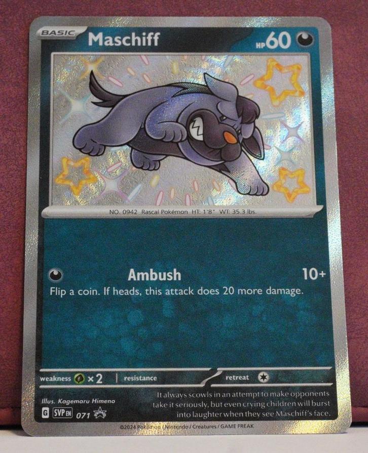 Maschiff Baby Shiny 071 SV Black Star Promos Pokémon Kaart, Hobby en Vrije tijd, Verzamelkaartspellen | Pokémon, Nieuw, Losse kaart